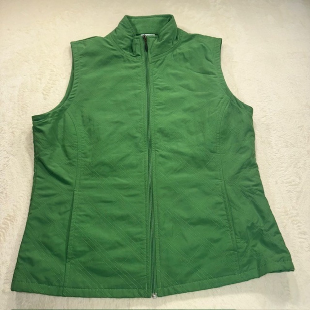 Columbia Womens Green Quilted Full Zip Fleece Lined Vest XL1345 Size Medium